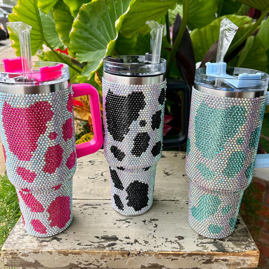 Cow Print Stone Tumblers