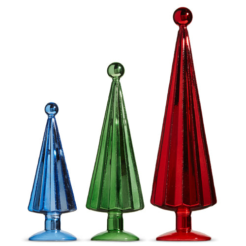 Large Ribbed Glass Tree W/ Ball Top