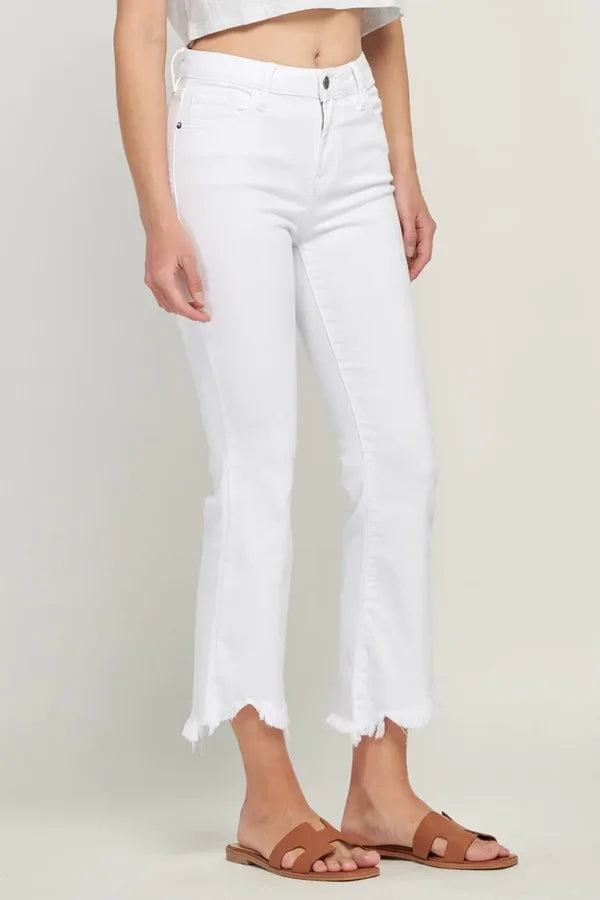 Cropped Frayed Hem Jeans