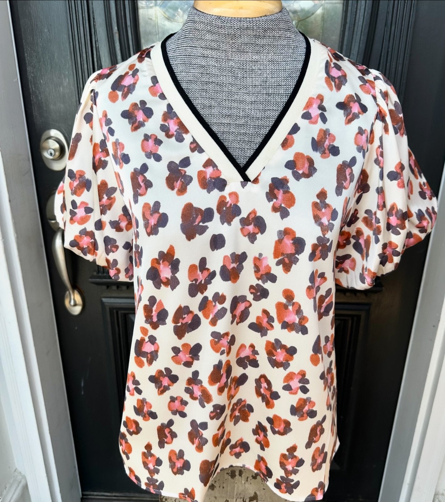 Printed V Neck Top