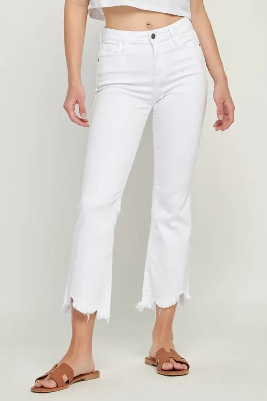 Cropped Frayed Hem Jeans